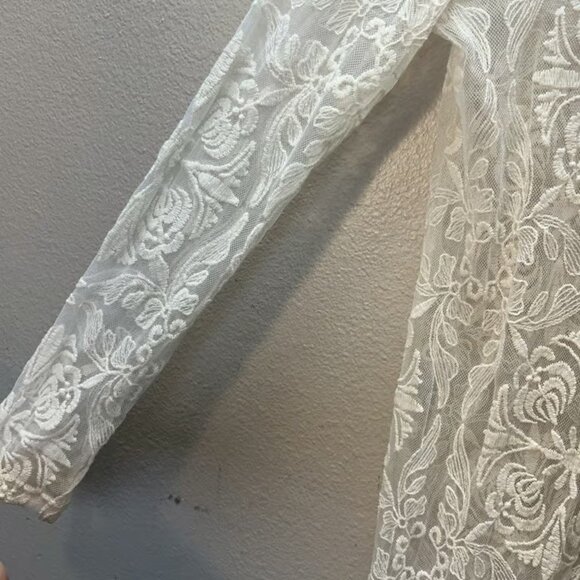 Sans Souci Floral Open Front Kimono All Over Lace Festival Coquette Boho Sz S - Picture 4 of 5